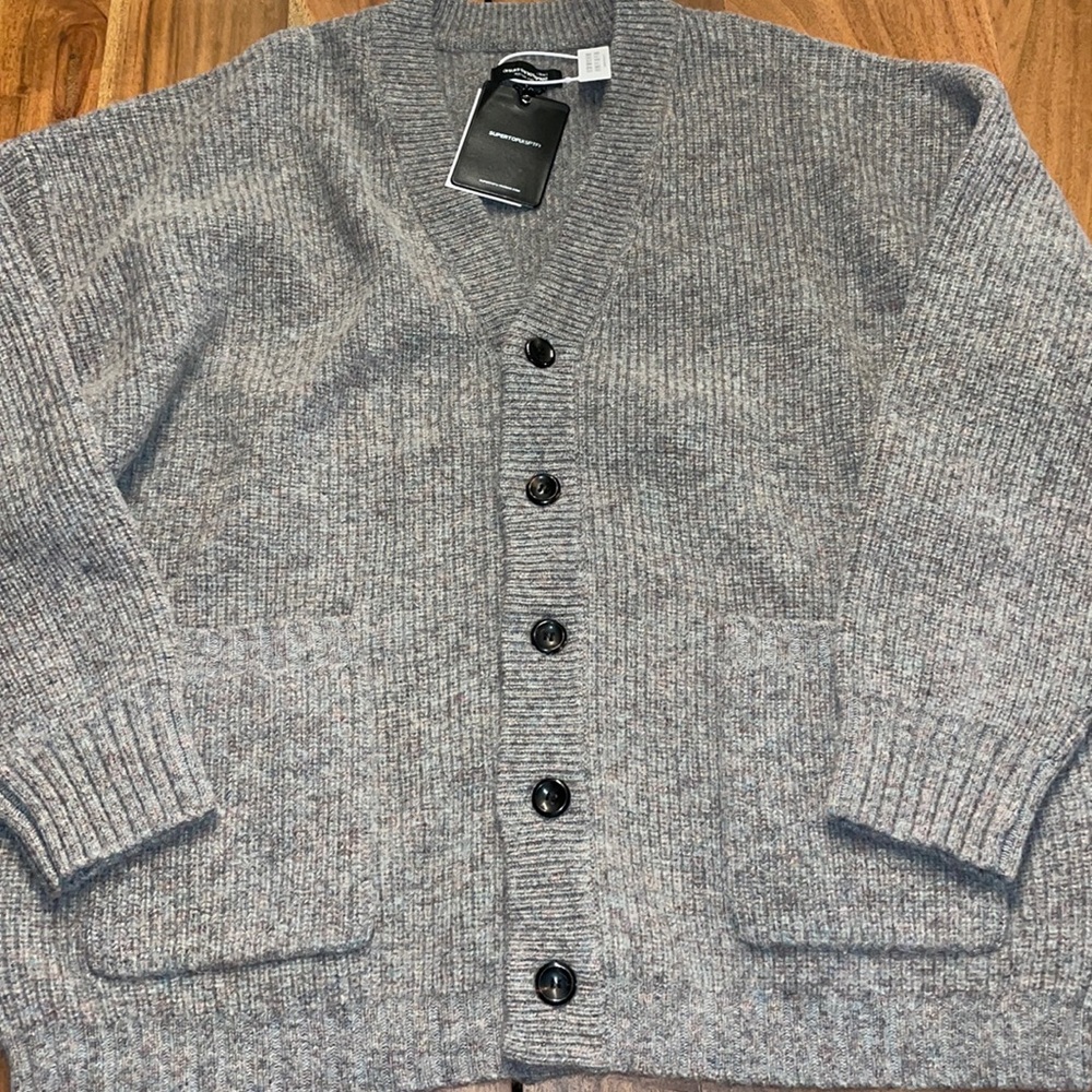 Mens XL SuperTofu Brand Grey Button Cardigan